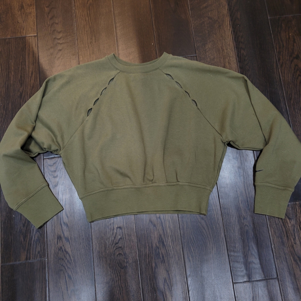 Nike Olive Green Cropped Sweatshirt